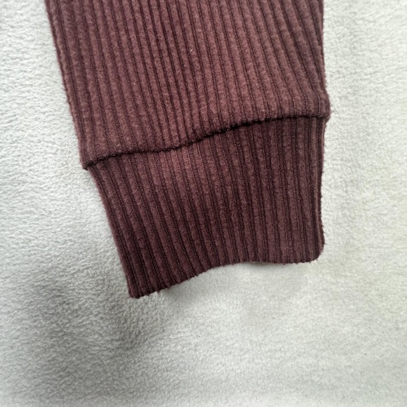 Alo Yoga Pullover Womens Large Brown Muse V-Neck Ribbed Cropped Lounge Top - Picture 4 of 12